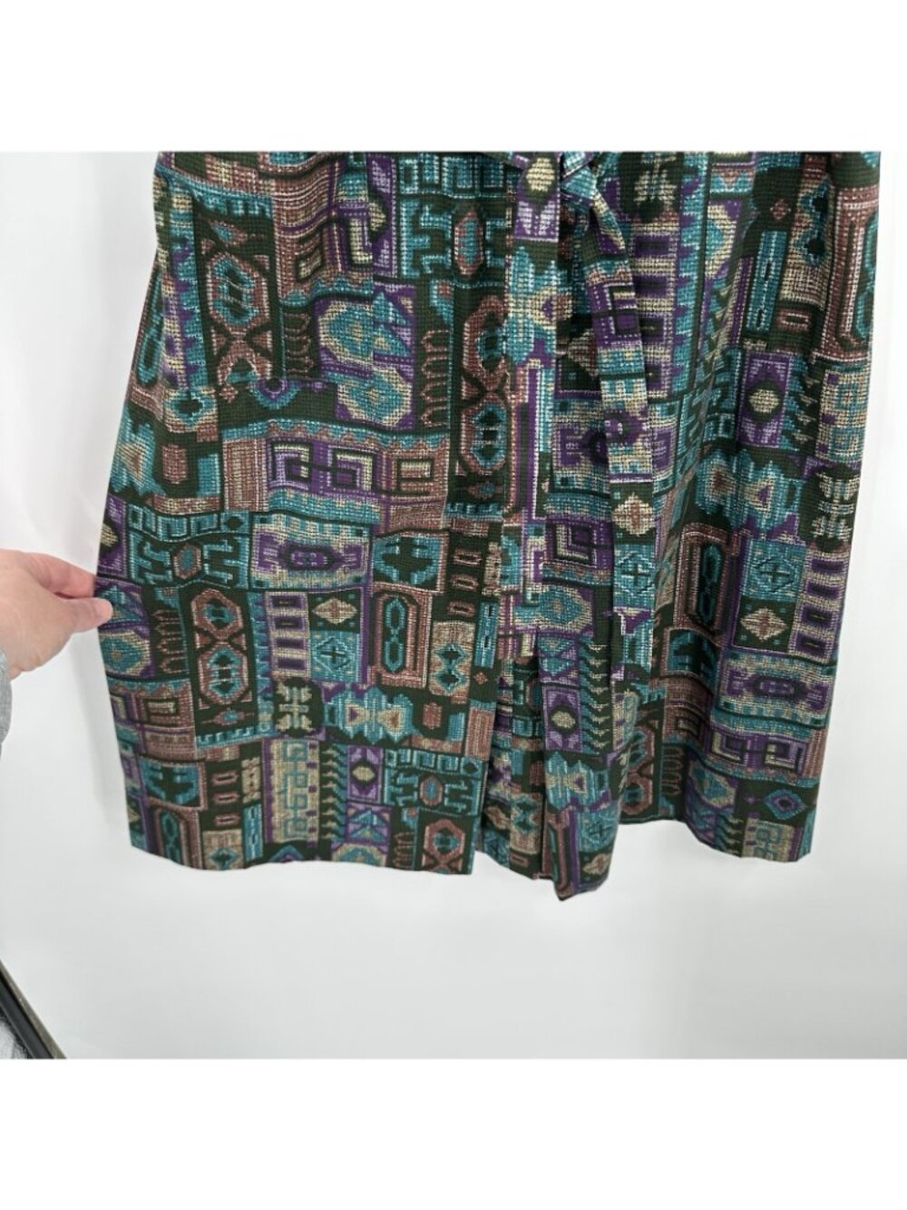 vintage 70s A LINE SHORT SLEEVE DRESS M aztec southwestern festival casual boho - Picture 9 of 13